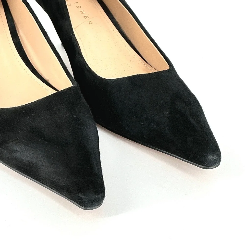 Marc Fisher LTD Size 8 Black Suede Pointed Toe Kitten Heel Pumps Womens - Picture 2 of 11